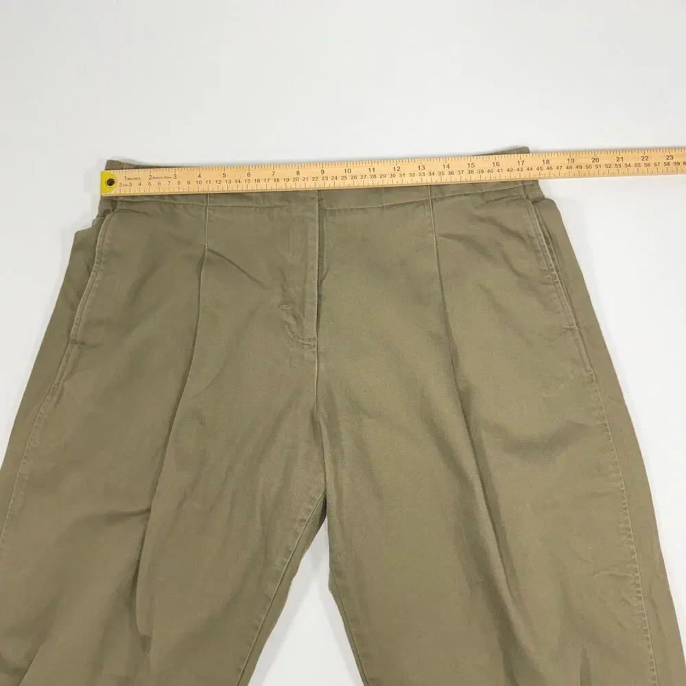 Pleated Cropped COS Olive Khaki Cotton Trouser Pants Size 12
